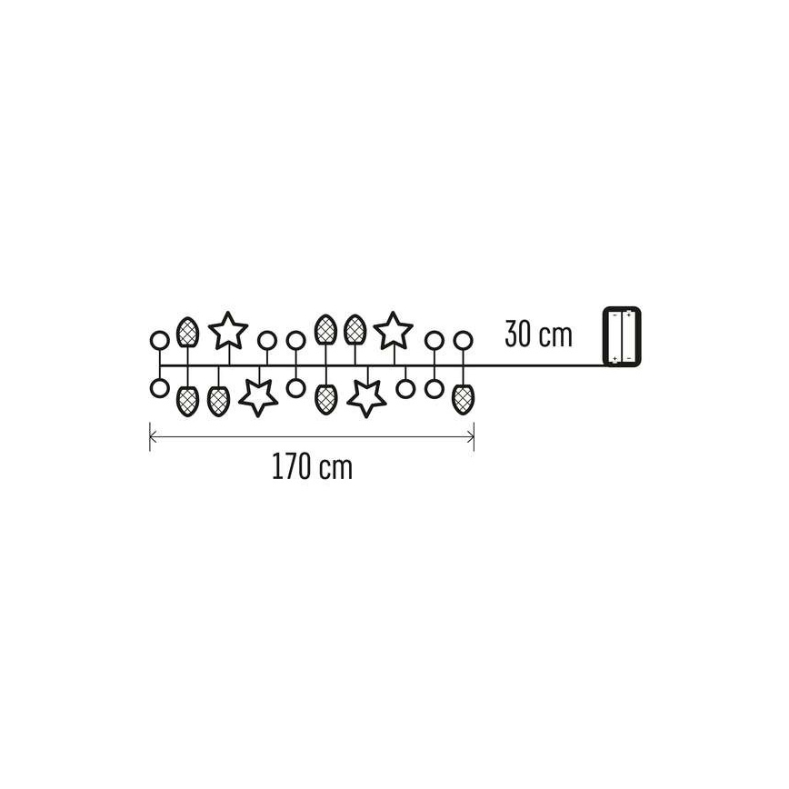 LED fényfüzér 20xLED/2xAA 2m