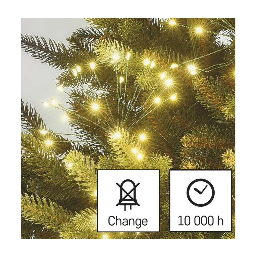 LED fényfüzér 300 LED, 5,2+3 m, meleg fehér