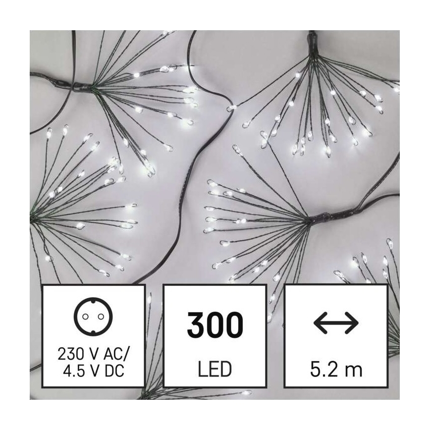 LED fényfüzér 300xLED/8,2m hideg fehér
