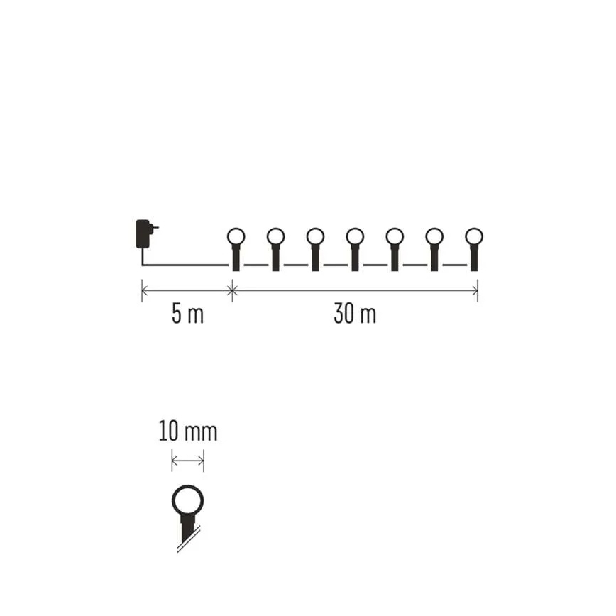 LED  fényfüzér 300xLED/8 funkció 35m IP44 meleg fehér