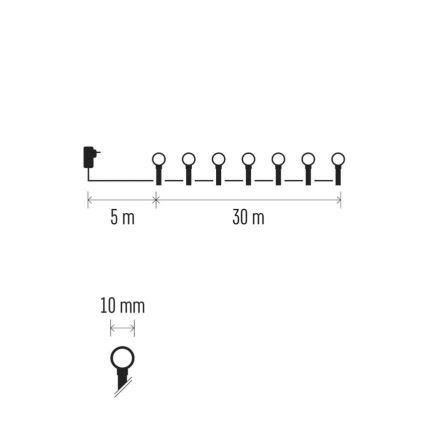 LED  fényfüzér 300xLED/8 funkcióval 35m hideg fehér