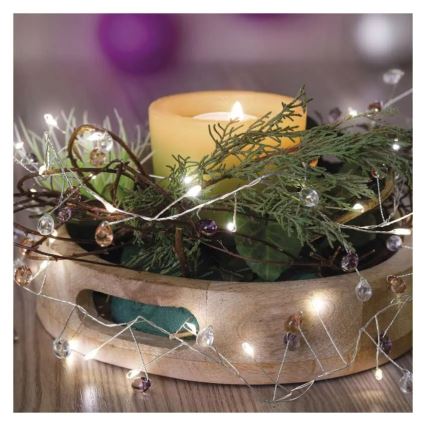 LED fényfüzér 40xLED/3xAA 1,5 m meleg fehér