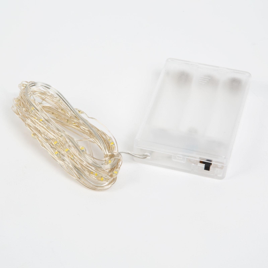 LED fényfüzér 50xLED/3xAA 5,25m hideg fehér