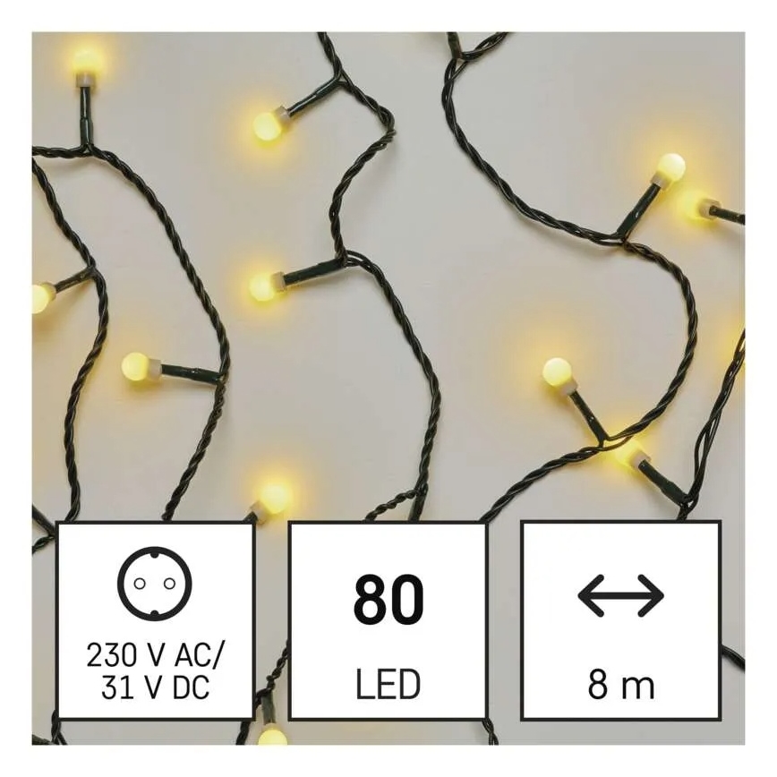 LED fényfüzér 80×LED/230V/8 funkciós 13 m IP44 meleg fehér