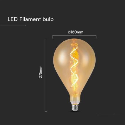 LED filament izzó A160 E27/4W/230V 1800K
