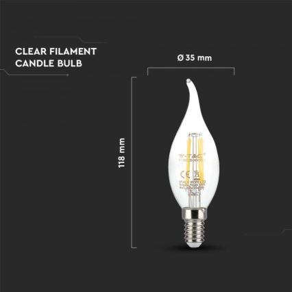 LED filament izzó E14/4W/230V 3000K