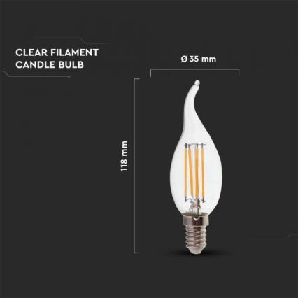 LED filament izzó E14/4W/230V 4000K