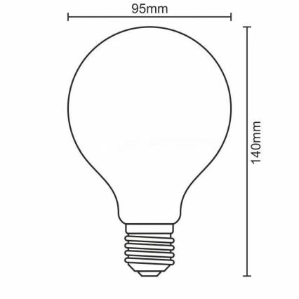 LED izzó FEHÉR FILAMENT G95 E27/13W/230V 4000K