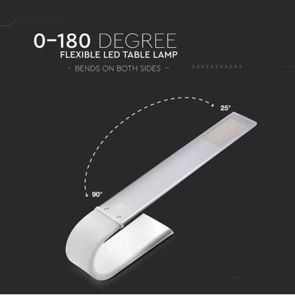 LED flexibilis, fényerőszabályozható asztali lámpa LED/6,5W/5V 2000 mAh 3000K/4500K/6000K