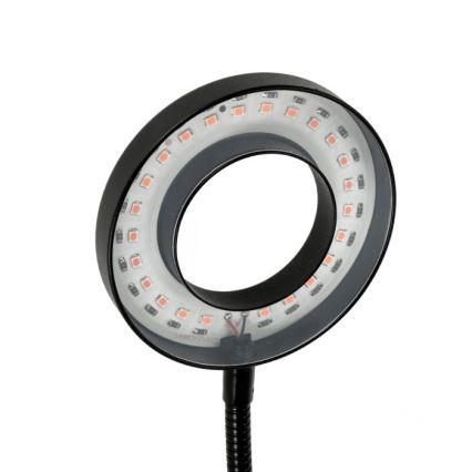 LED állítható fényerejű, rugalmas asztali lámpa csíptetővel növénytermesztéshez VITARO 2xLED/4W/230V fekete