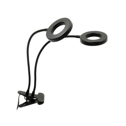 LED állítható fényerejű, rugalmas asztali lámpa csíptetővel növénytermesztéshez VITARO 2xLED/4W/230V fekete