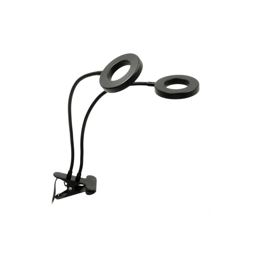 LED állítható fényerejű, rugalmas asztali lámpa csíptetővel növénytermesztéshez VITARO 2xLED/4W/230V fekete