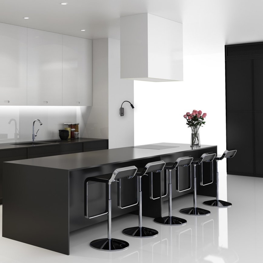 LED flexibilis fali lámpa BASE 1xLED/8W+1xLED/2W/230V fekete/ezüst