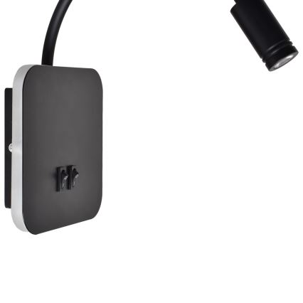 LED flexibilis fali lámpa BASE 1xLED/8W+1xLED/2W/230V fekete/ezüst