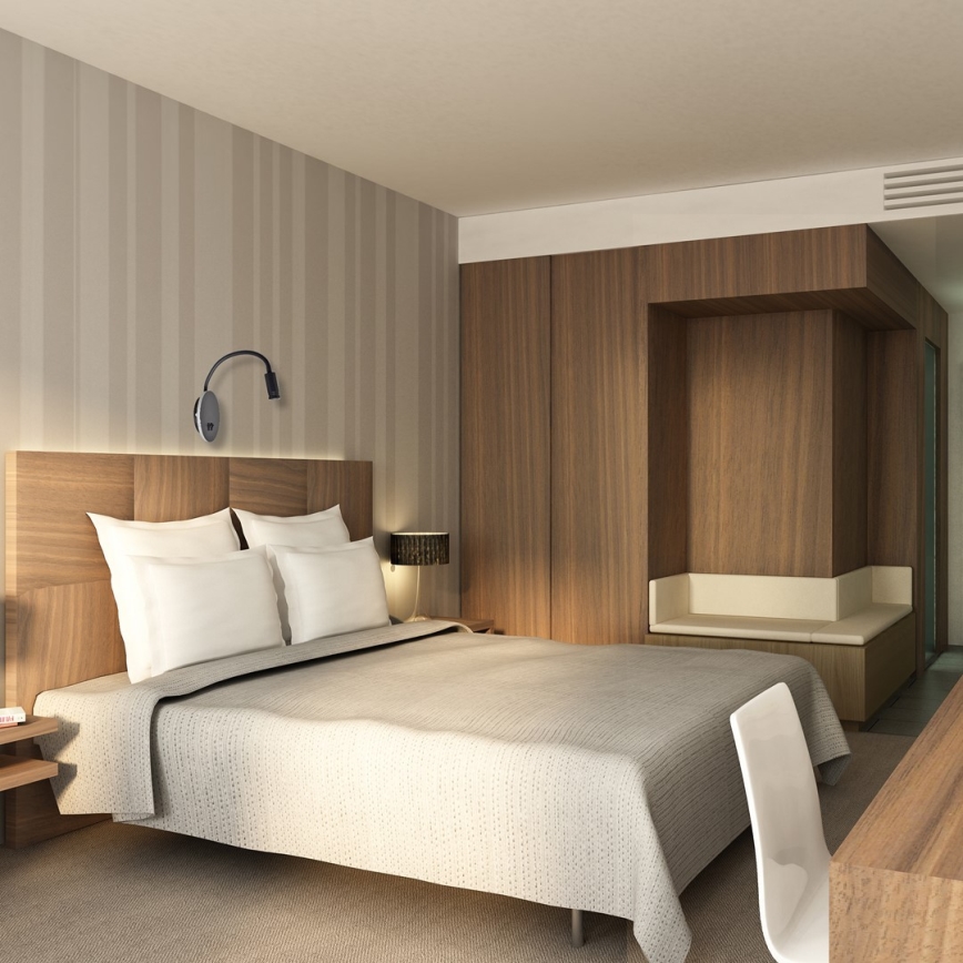 LED flexibilis fali lámpa BASE 1xLED/8W+1xLED/2W/230V fekete/ezüst