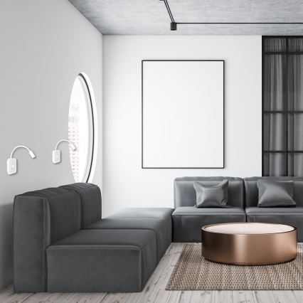 LED flexibilis fali lámpa USB-vel BASE 1xLED/8W + 1xLED/2W/230V fehér