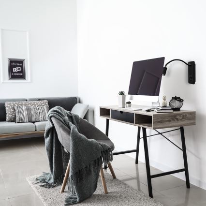 LED flexibilis fali lámpa USB-vel BASE 1xLED/8W+1xLED/2W/230V fekete