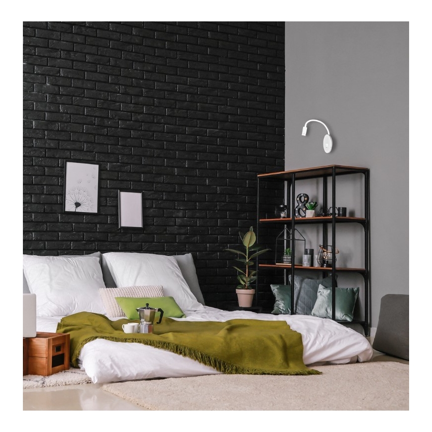 LED flexibilis fali olvasólámpa USB-csatlakozóval BASE LED/8W+LED/2W/230V fehér/ezüst