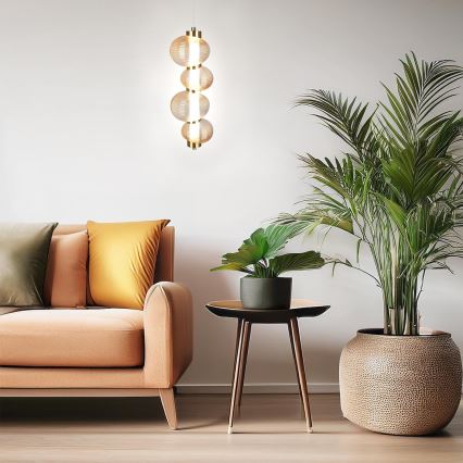 LED függeszték kábelen BOLLA LED/17W/230V átm. 16 cm arany/füstös bézs