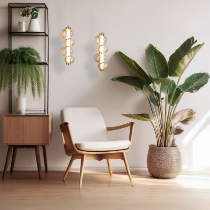 LED függeszték kábelen BOLLA LED/17W/230V átm. 16 cm arany/füstös bézs