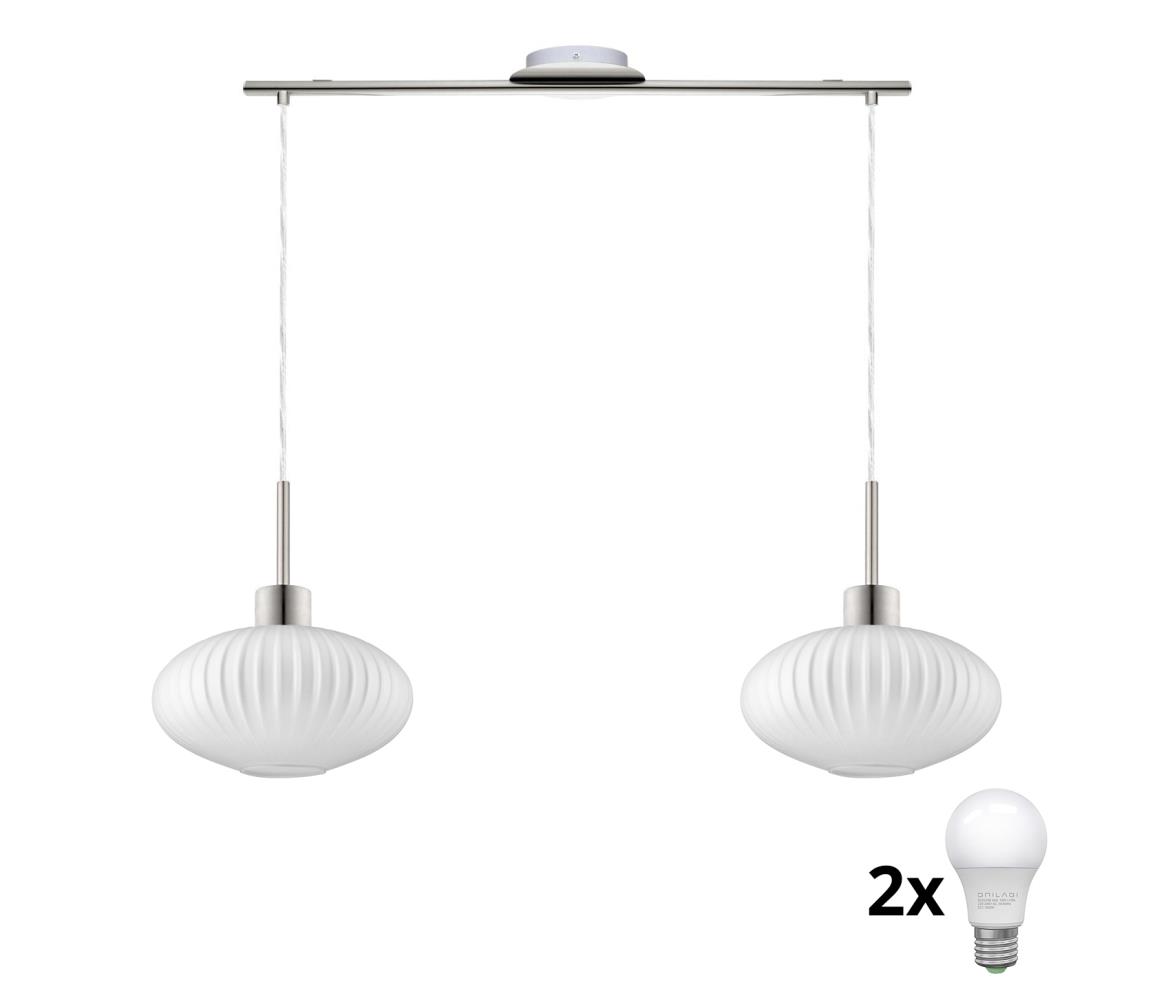 Eglo LED függeszték kábelen HARMA 2xE27/60W/230V matt króm/fehér 1xEG32519+2xNSLA55473