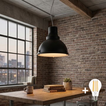 LED függeszték kábelen INDUSTRY 1xE27/60W/230V fekete