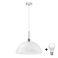 LED függeszték zsinóron 1xE27/60W/230V fehér/átlátszó