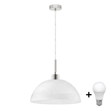 LED függeszték zsinóron 1xE27/60W/230V fehér/átlátszó