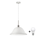 LED függőlámpa zsinóron 1xE27/60W/230V fehér/átlátszó