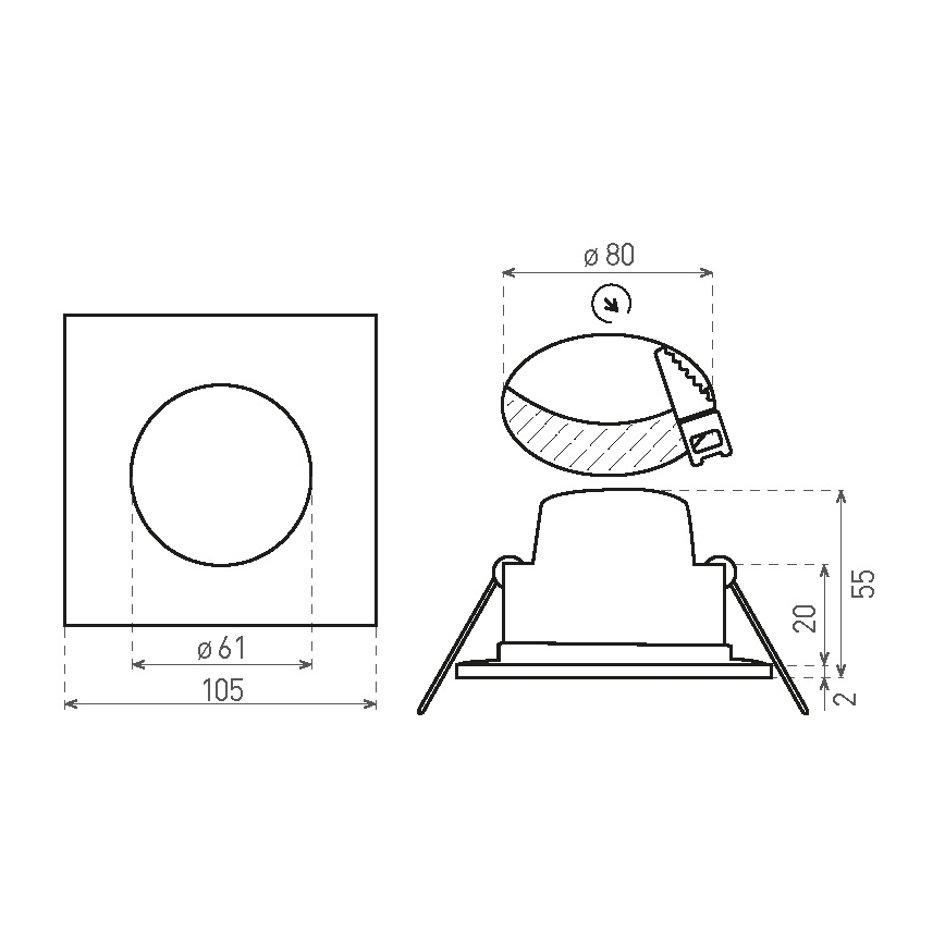 LED Fürdőszobai beépíthető lámpa BONO LED/8W/230V 3000K IP65 fehér