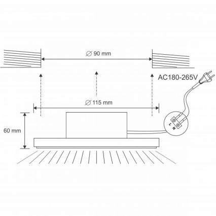 LED Fürdőszobai beépíthető lámpa LED/10W/230V 4000K fehér IP44