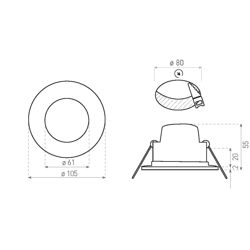 LED fürdőszobai süllyesztett lámpatest BONO LED/8W/230V 3000K IP65 matt króm