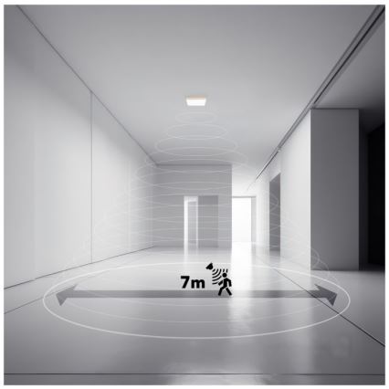 LED Fürdőszobai lámpa mozgás- és alkonyatérzékelővel NIVERA LED/12W/230V IP54 3000/4000/6000K 22,5x22,5 cm fekete + távirányító