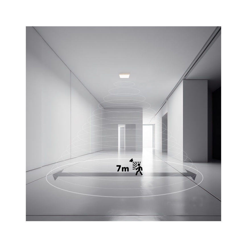 LED Fürdőszobai lámpa mozgás- és alkonyatérzékelővel NIVERA LED/12W/230V IP54 3000/4000/6000K 22,5x22,5 cm fehér + távirányító