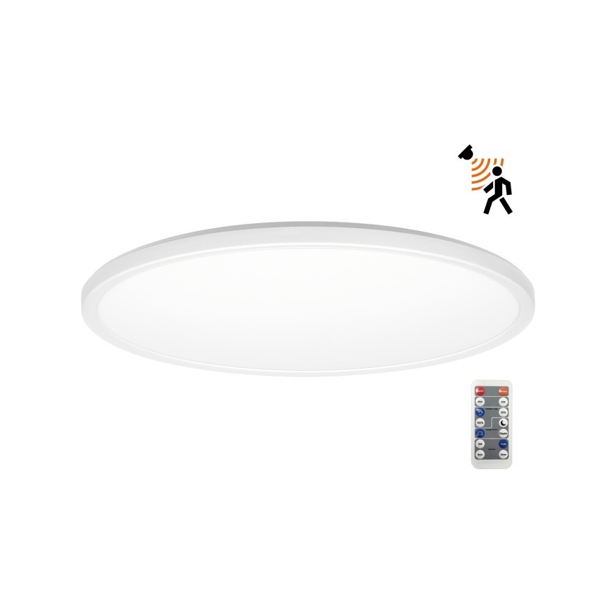 LED Fürdőszobai lámpa mozgás- és alkonyatérzékelővel NIVERA LED/32W/230V IP54 3000/4000/6000K átm. 42 cm fehér + távirányító