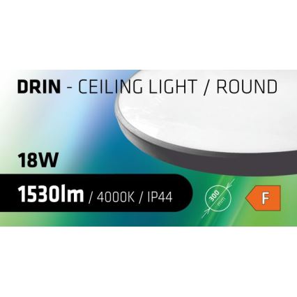 LED Fürdőszobai mennyezeti lámpa CIRCLE LED/18W/230V 4000K átm. 30 cm IP44 fekete