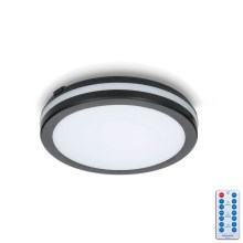 LED Fürdőszobai mennyezeti lámpa érzékelővel LED/12W/230V 3000/4000/6500K IP65 átm. 20 cm fekete + távirányítás