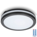 LED Fürdőszobai mennyezeti lámpa érzékelővel LED/18W/230V 3000/4000/6500K IP65 átm. 30 cm fekete + távirányítás