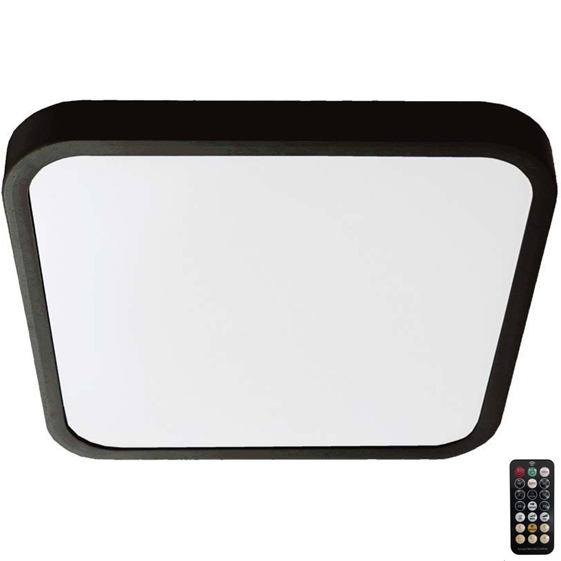 LED Fürdőszobai mennyezeti lámpa érzékelővel LED/18W/230V 4000K IP44 29,5x29,5 cm fekete + távirányítás