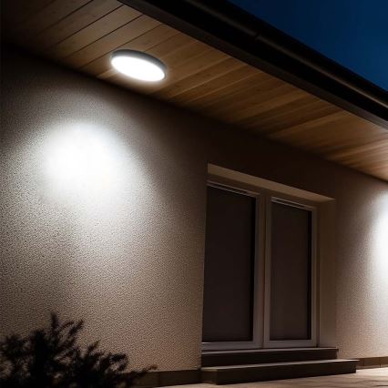 LED Fürdőszobai mennyezeti lámpa érzékelővel LED/18W/230V 4000K IP44 átm. 29,5 cm fekete + távirányítás