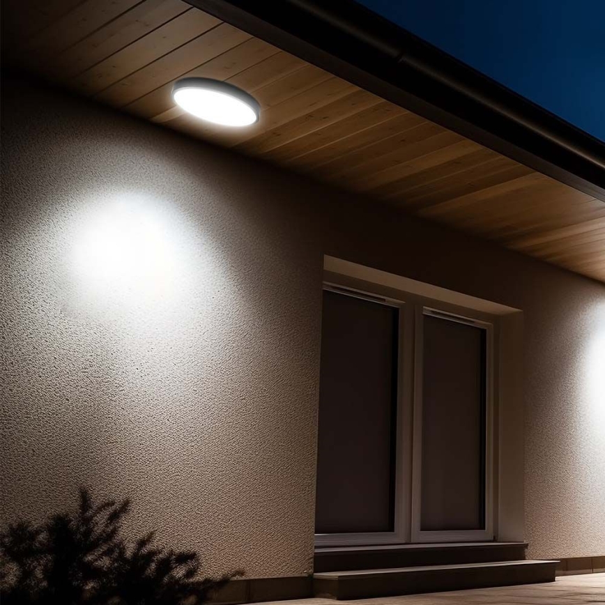 LED Fürdőszobai mennyezeti lámpa érzékelővel LED/18W/230V 4000K IP44 átm. 29,5 cm fekete + távirányítás