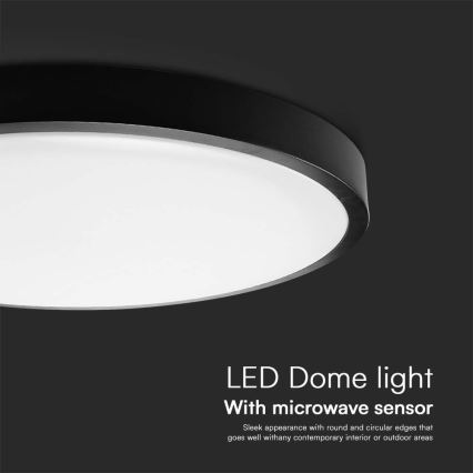 LED Fürdőszobai mennyezeti lámpa érzékelővel LED/18W/230V 4000K IP44 átm. 29,5 cm fekete + távirányítás