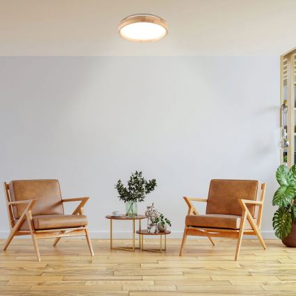 LED fürdőszobai tölgyfa mennyezeti lámpatest LED/12W/230V Ø 27 cm IP44