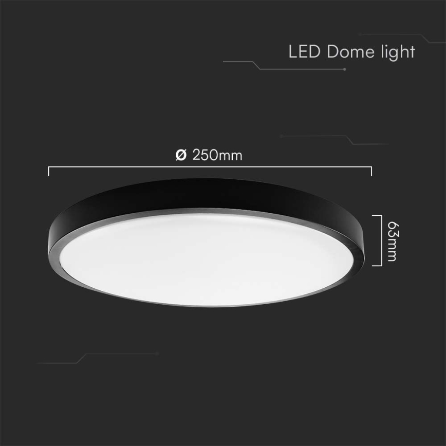 LED Fürdőszobai mennyezeti lámpa SAMSUNG CHIP LED/18W/230V IP44 4000K átmérő 25 cm fekete