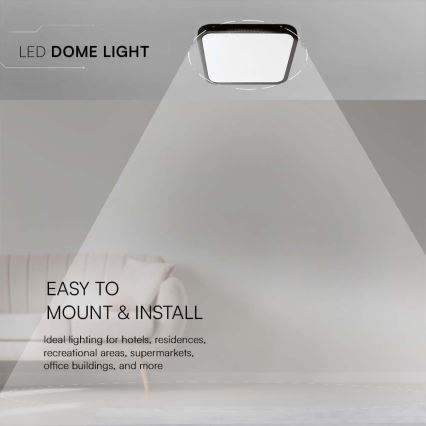 LED Fürdőszobai mennyezeti lámpa LED/24W/230V 4000K IP44 29,5x29,5 cm fekete