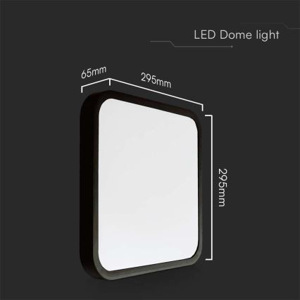 LED Fürdőszobai mennyezeti lámpa LED/24W/230V 4000K IP44 29,5x29,5 cm fekete