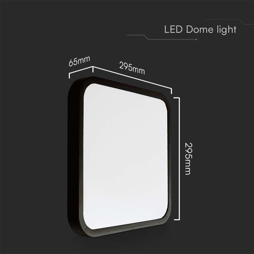 LED Fürdőszobai mennyezeti lámpa LED/24W/230V 4000K IP44 29,5x29,5 cm fekete