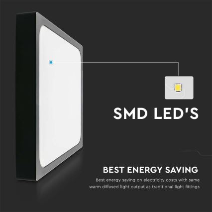 LED Fürdőszobai mennyezeti lámpa LED/24W/230V 6500K IP44 29,5x29,5 cm fekete