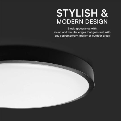 LED Fürdőszobai mennyezeti lámpa SAMSUNG CHIP LED/24W/230V IP44 3000K átm. 29 cm fekete