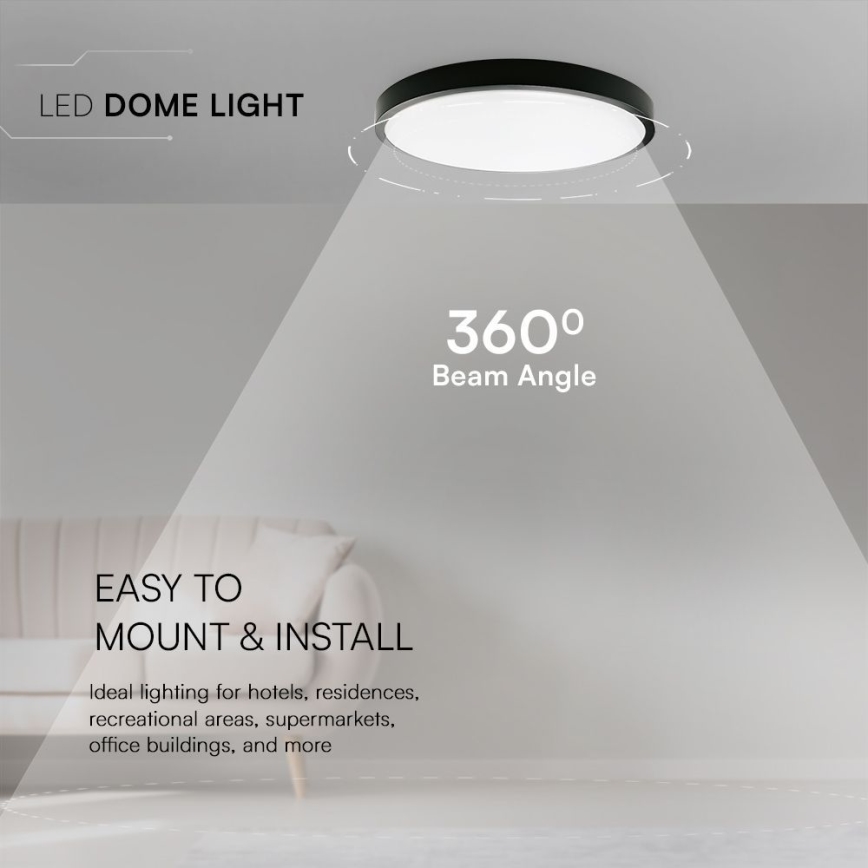 LED Fürdőszobai mennyezeti lámpa SAMSUNG CHIP LED/24W/230V IP44 3000K átm. 29 cm fekete